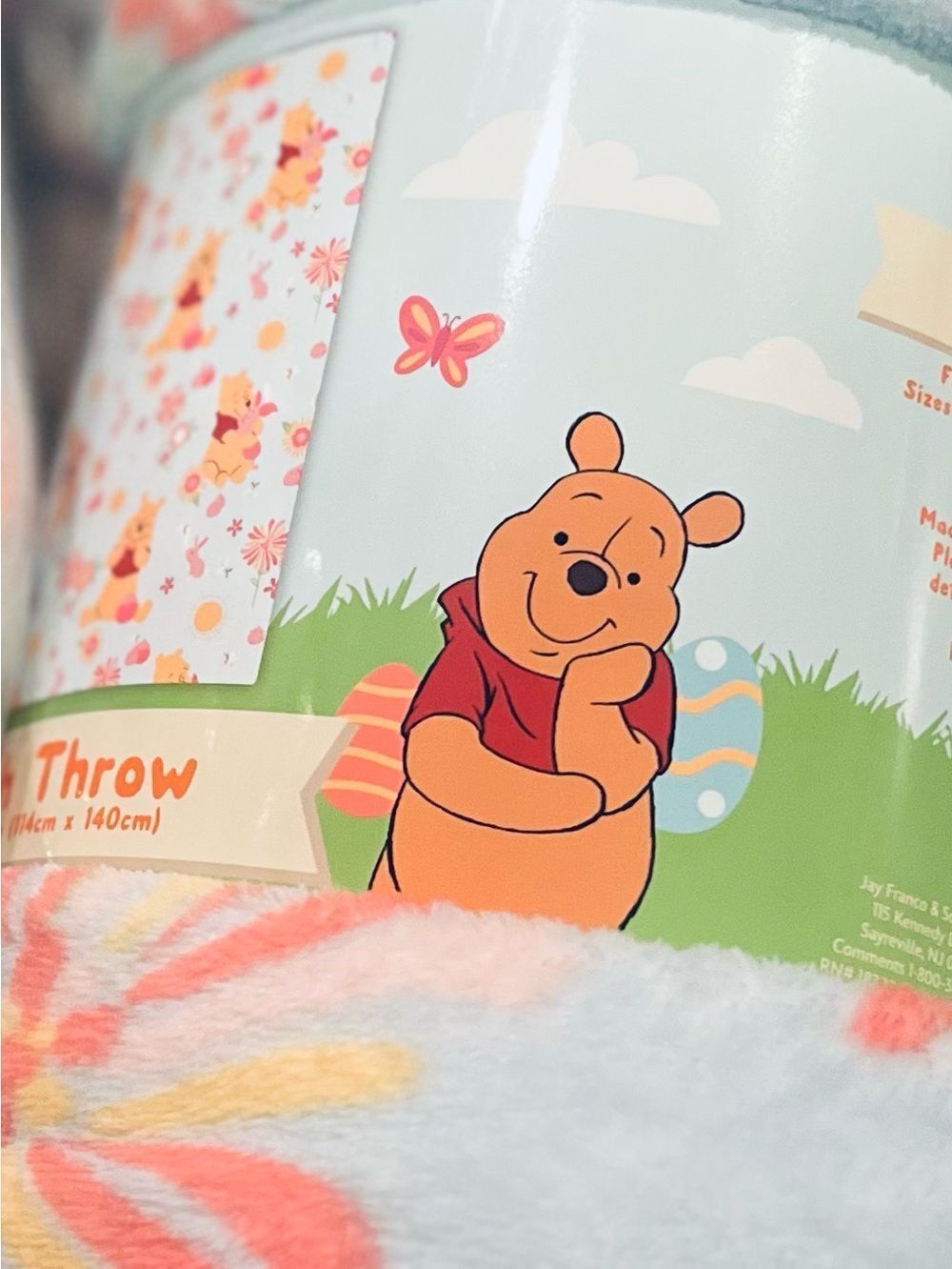 BNWT DISNEY Winnie The Pooh Plush Throw Blanket 45”X 55” Sky Blue Pastel